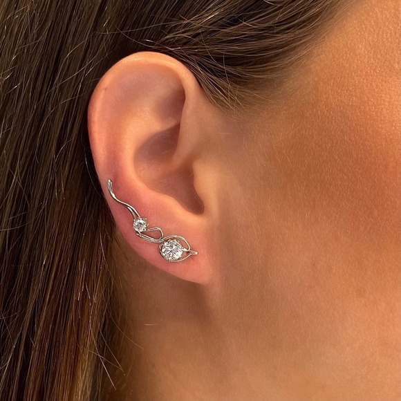 FLAMENCO CONVERTIBLE EAR CLIMBERS - STERLING SILVER 925 - Picture 4 of 7
